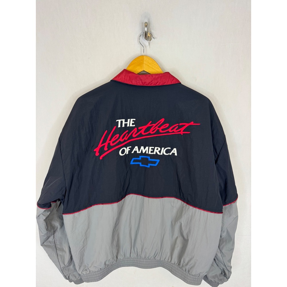 Hollister Chevrolet Racing Heartbeat of America Windbreaker Jacket Navy Grey M
